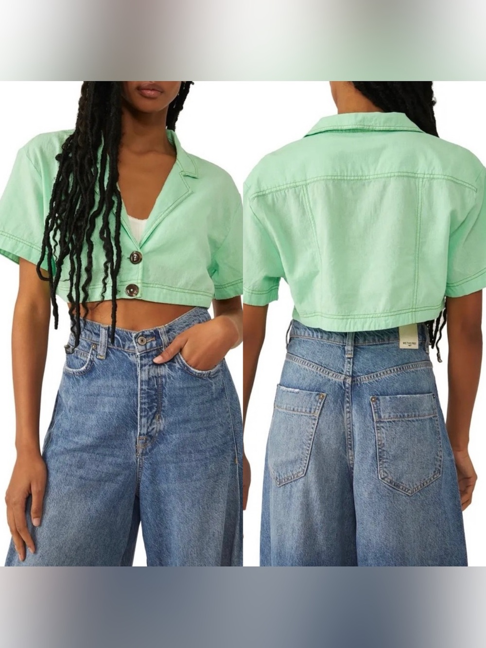 NWT Free People Honeydew Crop Blouse